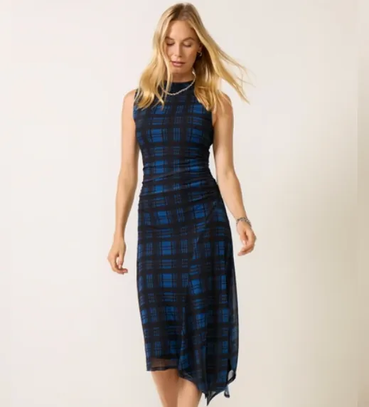 Adley Mesh Asym Midi Dress